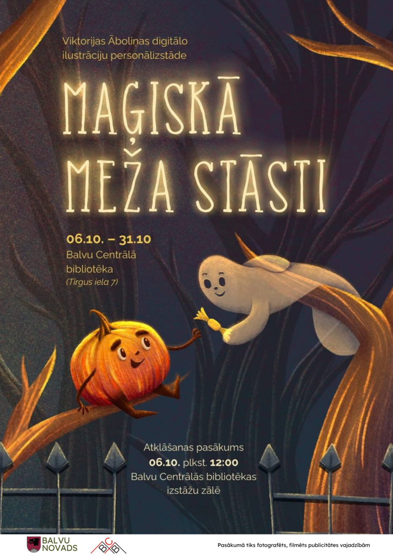 Viktorijas Āboliņas digitālo ilustrāciju personālizstādes "Maģiskā meža stāsti" atklāšana