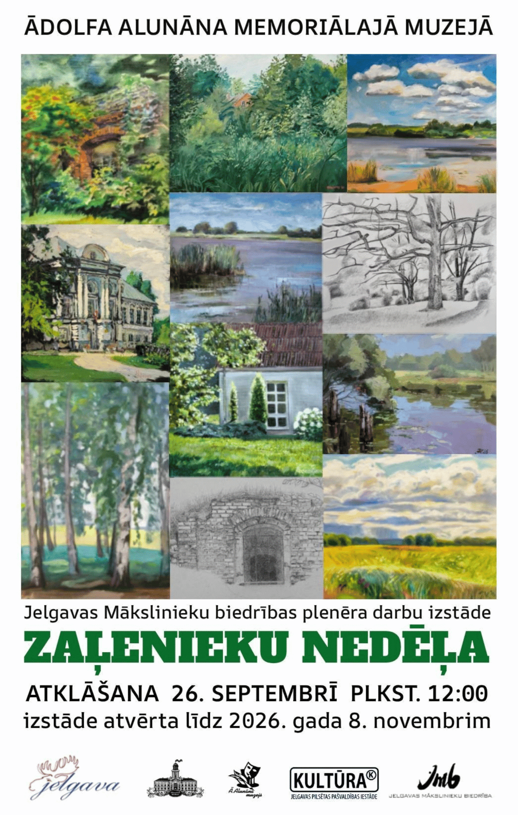 Ādolfa Alunāna memoriālajā muzejā Jelgavas Mākslinieku biedrības plenēra darbu izstāde “Zaļenieku nedēļa