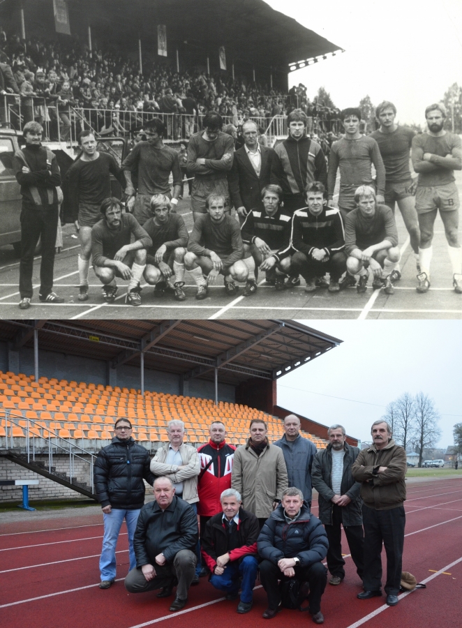 Jēkabpils rajona futbola izlase 1983. gadā Jēkabpils stadionā „Vārpa” pēc spēles ar Valmieras rajona izlasi. Spēle noslēdzās ar neizšķirtu rezultātu, un Latvijas Lauku sporta spēļu kopvērtējuma Jēkabpils futbola komanda ieguva 2.vietu.