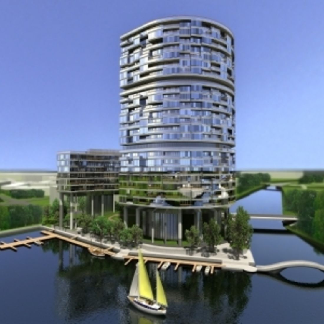 Šī uzbēruma iekšpusē atrodas autostāvvietas, dažādas tehniskās telpas, bet tā virspusē – bērnu laukumi un atpūtas vietas.