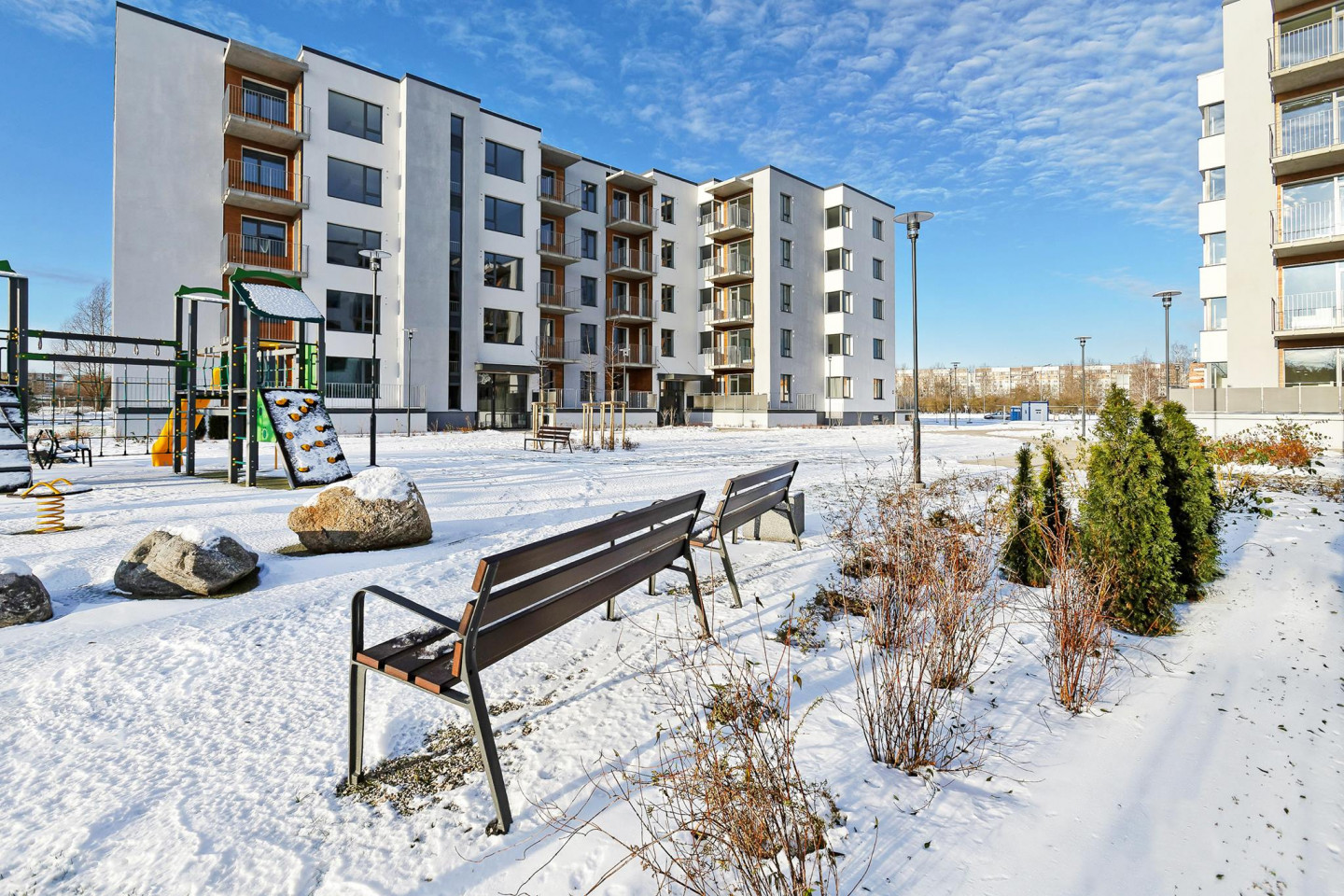 Dzīvojamā jaunbūve. Dzīvojamo un sabiedrisko ēku komplekss “Trebū HOME”. Adrese: Kupriču iela 1A un 1C, Rīga