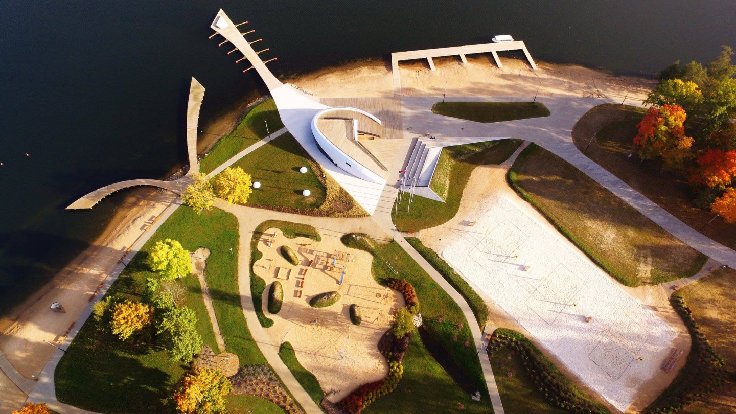 Ainava. Alūksnes Pilssalas infrastruktūras izbūve Pilssalā.