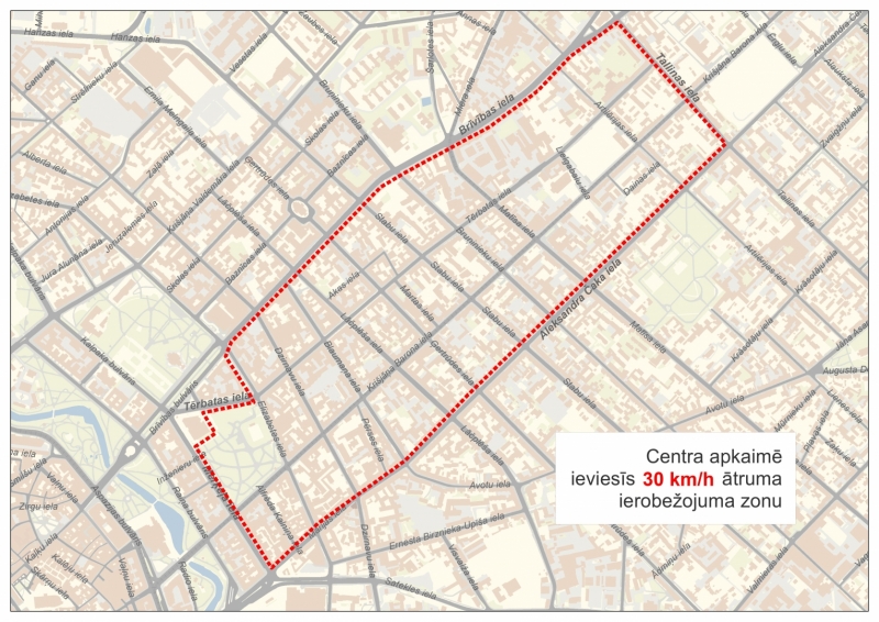 Publicēta karte ar vietām Rīgā, kur būtiski ierobežots braukšanas ...